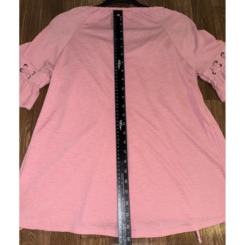Naif Pink Lace Up Sleeve Bardot Off Shoulder Blouse Top Size L - Picture 7 of 7